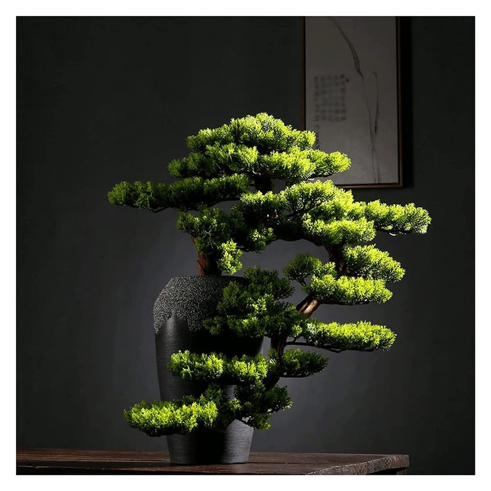 WANGXIAOYUE Sculpture Vase Vase Artificial Bonsai Tree Artificial Bonsai Tree23 Inches Faux Vase Bonsai Pine Fake Tree Bonsai Plant for Decoration Desktop Display Bonsai Plant Pot Crafts