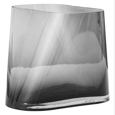 Sculpture Vase Vase Flower Vase Glass Vase Modern Gray Transparent Flower Arrangement Vases 7.8 Inch Small Desktop Decor Flower Vase Home Living Room Decoration Ornament Decorative Vases Crafts