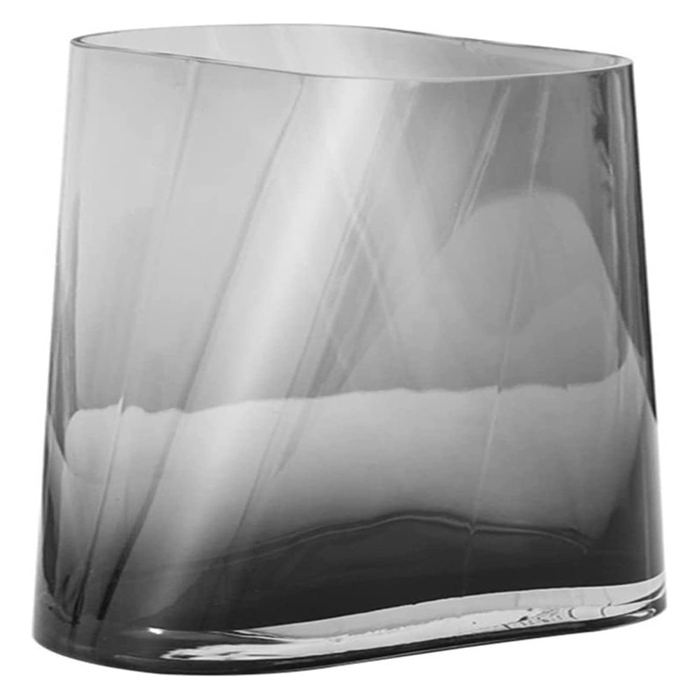 Sculpture Vase Vase Flower Vase Glass Vase Modern Gray Transparent Flower Arrangement Vases 7.8 Inch Small Desktop Decor Flower Vase Home Living Room Decoration Ornament Decorative Vases Crafts