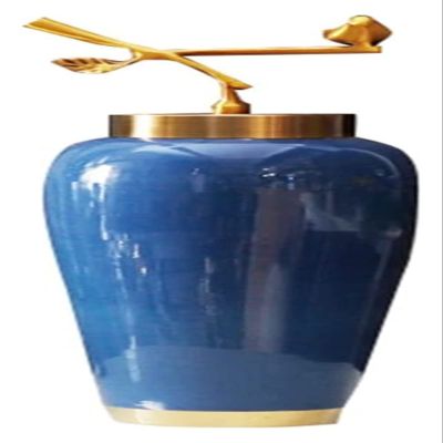 WANGXIAOYUE Sculpture Vase HBSDF Tabletop Ceramic Vases, with Lid Home Decoration Blue Vases Creative Modern Minimalist Dried Flower Vases Crafts (Size : 15 * 31CM)