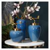 WANGXIAOYUE Sculpture Vase HBSDF Tabletop Ceramic Vases, with Lid Home Decoration Blue Vases Creative Modern Minimalist Dried Flower Vases Crafts (Size : 15 * 31CM) view 4