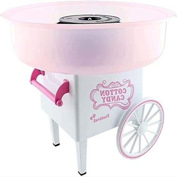 ELORES Nostalgia Vintage Hard and Sugar Free Countertop Original Cotton Candy Maker, Include, Scoop Pink