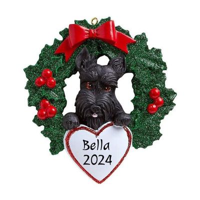 2025 Personalized Ornament Pets in Wreath Christmas Tree Gift Celebration Custom Customized Dog Breed Puppy Ornament Station - Free Personalization (Siberian Husky)