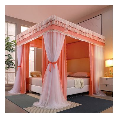 Bed Canopy Luxury Bed Canopy, Girl Princess Room Bedroom Decorative Bed Curtain for 1.5m/1.8m/2m Single Double Bed, Easy to Install (Color : Pink 2, Size : 2x2.2x2m)