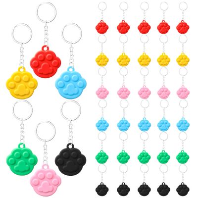 Weecent 36 Pcs Paw Print Keychain Paw Print Party Favors Dog Cat Birthday Party Supplies Favors for Pets Puppy Dog Pals Birthday Decorations, 6 Colors
