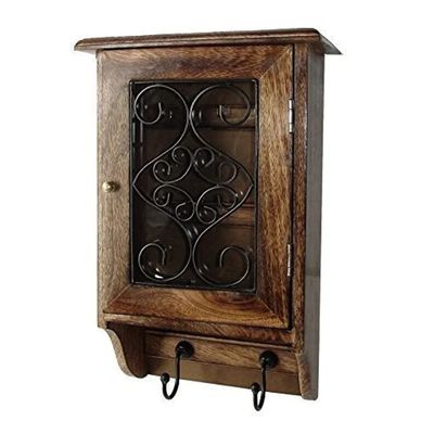 Blackperlcrafts by Solid Wooden Key Box Wooden Key Cabinet Wall Hanging Key Holder Key House Keeper Key Hanger Key Storage Box Home Gift