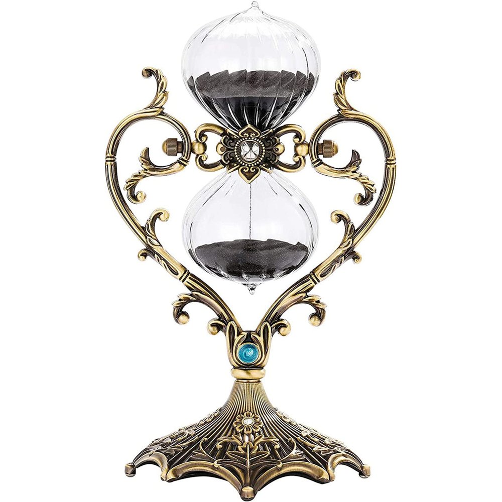 Jayiaine Hourglass Sand Timer 30/60 Minutes, Sand Clock Sand Watch Metal Rotating Sandglass Timer Sand Wedding Home Desk Office Classroom Decor,Black 60min