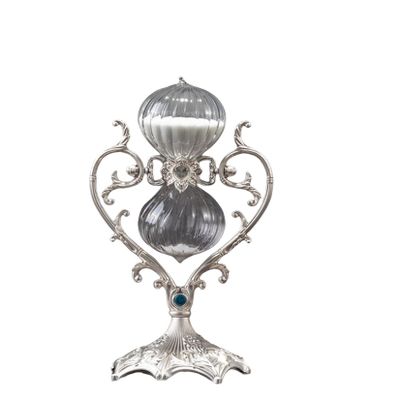 Hourglass Sand Timer 30/60 Minutes, Sand Clock Sand Watch Metal Rotating Sandglass Timer Sand for Christmas Gifts Wedding Home Desk Office Classroom Decor,Silver 60min
