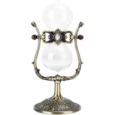 Jayiaine Hourglass Sand Timer 15/30 Minutes, Sand Clock Sand Watch Metal Rotating Sandglass Timer Sand Wedding Home Desk Office Classroom Decor,15min