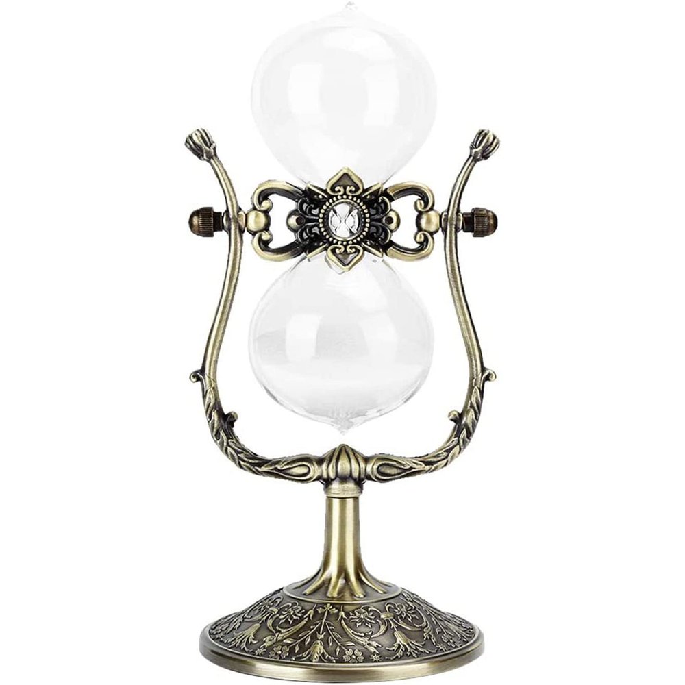 Jayiaine Hourglass Sand Timer 15/30 Minutes, Sand Clock Sand Watch Metal Rotating Sandglass Timer Sand Wedding Home Desk Office Classroom Decor,15min