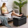 30 Inches Folding Storage Ottoman Bench, Velvet Storage Chest, Footrest Couch with Wooden Legs, Support 350lbs for Bedroom, Living Room, Hallway, Black view 2