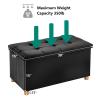 30 Inches Folding Storage Ottoman Bench, Velvet Storage Chest, Footrest Couch with Wooden Legs, Support 350lbs for Bedroom, Living Room, Hallway, Black view 3