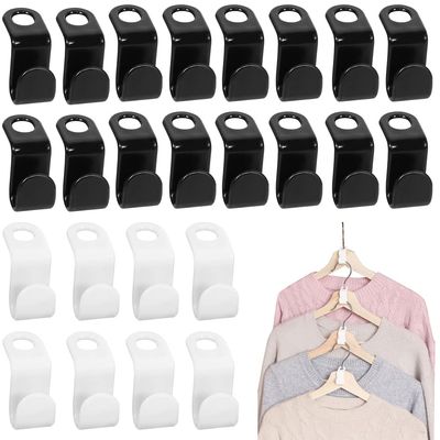 100pcs Super Space Saving Heavy Duty Cascading Hanger Extender Hooks, Plastic Closet Hanger Organizer (White & Black)