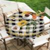 Round Tablecloth-60inch,Farm Sunflower Bumble Bee Buffalo Check Table Cloth Waterproof Oil-Proof Tablecloths Washable Tablecover for Kitchen Dining Buffet Tabletop Pastoral Floral Sunshine Quotes view 4