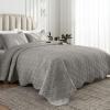 Auemtyn Full/Queen Size Quilt Set 3 Pieces, Soft Lightweight Summer Bedspread, Reversible Microfiber Bed Coverlet for All Seasons, Grey, Geometric Pattern (1 Quilt, 2 Pillow Shams) view 1