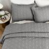 Auemtyn Full/Queen Size Quilt Set 3 Pieces, Soft Lightweight Summer Bedspread, Reversible Microfiber Bed Coverlet for All Seasons, Grey, Geometric Pattern (1 Quilt, 2 Pillow Shams) view 2