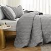 Auemtyn Full/Queen Size Quilt Set 3 Pieces, Soft Lightweight Summer Bedspread, Reversible Microfiber Bed Coverlet for All Seasons, Grey, Geometric Pattern (1 Quilt, 2 Pillow Shams) view 3