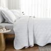 Auemtyn King Size Quilt Set 3 Pieces, Soft Lightweight Summer Bedspread, Reversible Microfiber Bed Coverlet for All Seasons, White, Geometric Pattern (1 Quilt, 2 Pillow Shams) view 3