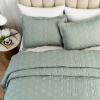 Auemtyn King Size Quilt Set 3 Pieces, Soft Lightweight Summer Bedspread, Reversible Microfiber Bed Coverlet for All Seasons, Green, Geometric Pattern (1 Quilt, 2 Pillow Shams) view 2