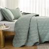 Auemtyn King Size Quilt Set 3 Pieces, Soft Lightweight Summer Bedspread, Reversible Microfiber Bed Coverlet for All Seasons, Green, Geometric Pattern (1 Quilt, 2 Pillow Shams) view 3