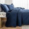 Auemtyn Full/Queen Size Quilt Set 3 Pieces, Soft Lightweight Summer Bedspread, Reversible Microfiber Bed Coverlet for All Seasons, Navy Blue, Floral Pattern (1 Quilt, 2 Pillow Shams) view 3