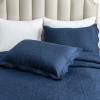 Auemtyn Full/Queen Size Quilt Set 3 Pieces, Soft Lightweight Summer Bedspread, Reversible Microfiber Bed Coverlet for All Seasons, Navy Blue, Floral Pattern (1 Quilt, 2 Pillow Shams) view 4