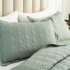 Auemtyn Full/Queen Size Quilt Set 3 Pieces, Soft Lightweight Summer Bedspread, Reversible Microfiber Bed Coverlet for All Seasons, Green, Geometric Pattern (1 Quilt, 2 Pillow Shams) view 4