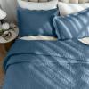 Auemtyn Full/Queen Size Quilt Set 3 Pieces, Soft Lightweight Summer Bedspread, Reversible Microfiber Bed Coverlet for All Seasons, Bluish Grey, Floral Pattern (1 Quilt, 2 Pillow Shams) view 2