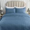 Auemtyn King Size Quilt Set 3 Pieces, Soft Lightweight Summer Bedspread, Reversible Microfiber Bed Coverlet for All Seasons, Bluish Grey, Geometric Pattern (1 Quilt, 2 Pillow Shams) view 3
