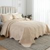 Auemtyn Full/Queen Size Quilt Set 3 Pieces, Soft Lightweight Summer Bedspread, Reversible Microfiber Bed Coverlet for All Seasons, Beige, Floral Pattern (1 Quilt, 2 Pillow Shams) view 1