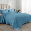 Auemtyn Full/Queen Size Quilt Set 3 Pieces, Soft Lightweight Summer Bedspread, Reversible Microfiber Bed Coverlet for All Seasons, Spa Blue, Geometric Pattern (1 Quilt, 2 Pillow Shams) view 1