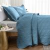 Auemtyn Full/Queen Size Quilt Set 3 Pieces, Soft Lightweight Summer Bedspread, Reversible Microfiber Bed Coverlet for All Seasons, Spa Blue, Geometric Pattern (1 Quilt, 2 Pillow Shams) view 2