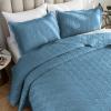 Auemtyn Full/Queen Size Quilt Set 3 Pieces, Soft Lightweight Summer Bedspread, Reversible Microfiber Bed Coverlet for All Seasons, Spa Blue, Geometric Pattern (1 Quilt, 2 Pillow Shams) view 3