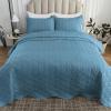 Auemtyn Full/Queen Size Quilt Set 3 Pieces, Soft Lightweight Summer Bedspread, Reversible Microfiber Bed Coverlet for All Seasons, Spa Blue, Geometric Pattern (1 Quilt, 2 Pillow Shams) view 4
