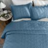 Auemtyn Full/Queen Size Quilt Set 3 Pieces, Soft Lightweight Summer Bedspread, Reversible Microfiber Bed Coverlet for All Seasons, Bluish Grey, Geometric Pattern (1 Quilt, 2 Pillow Shams) view 2