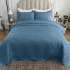 Auemtyn Full/Queen Size Quilt Set 3 Pieces, Soft Lightweight Summer Bedspread, Reversible Microfiber Bed Coverlet for All Seasons, Bluish Grey, Geometric Pattern (1 Quilt, 2 Pillow Shams) view 3