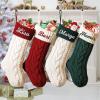 Cysincos Personalized Christmas Stockings Custom Name Family Christmas Stockings 18" Large Knitted Xmas Fireplace Hanging Stocking for Kids,Stocking for Holiday Family Party Decoration Grey view 2