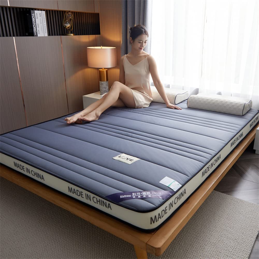 Double Single Japanese Floor Mattress Thicken Tatami Mat Sleeping Pad Foldable Roll Up Mattress for Camping Boys Girls Dormitory Mattress Pad Floor Bed Mattress Topper,Grey 5cm,King
