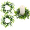 Beavorty 2pcs Eucalyptus Leaves Wreaths Candle Rings Christmas Wreaths Votive Candle Holder Centerpiece for Winter Holiday Xmas Fireplace Mantle Decor view 1