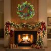 Beavorty 2pcs Eucalyptus Leaves Wreaths Candle Rings Christmas Wreaths Votive Candle Holder Centerpiece for Winter Holiday Xmas Fireplace Mantle Decor view 3