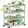 LEHOM Slim Rolling Storage Cart - 4 Tiers Bathroom Organizer Utility Cart Slide Out Storage Shelves Mobile Shelving Unit for Kitchen, Bedroom, Office, Laundry Room, Small Narrow Spaces7.1" W+Green view 1