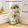 LEHOM Slim Rolling Storage Cart - 4 Tiers Bathroom Organizer Utility Cart Slide Out Storage Shelves Mobile Shelving Unit for Kitchen, Bedroom, Office, Laundry Room, Small Narrow Spaces7.1" W+Green view 4