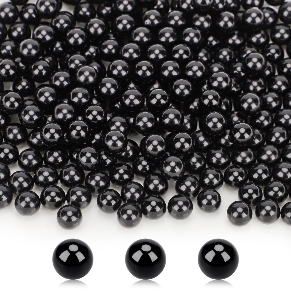 Suream Beads for Makeup Brush Holder 2600PCS, No Hole Round Beads 8mm/0.31In Bulk Vase Filler Pearls for Holding Brush Lipstick Eyeliner, Birthday Party, Wedding Table Scatter, Craft Decoration, Black