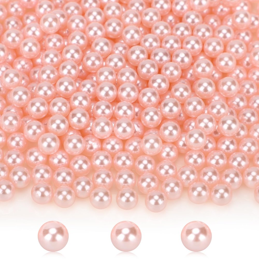Suream 1300PCS Pearl Beads for Centerpieces, 8mm/0.31in No Hole Artificial Beads for Vase Filler, Jewelry Making, Table Scatter, Wedding Decoration, Makeup Holder, DIY Craft Projects, Pink