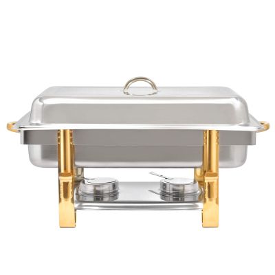9L Chafing Dish Buffet Stainless Steel Foldable Rectangular Chafer Warmer Buffet Stove with Lid for Kitchen Party Banquet Dining