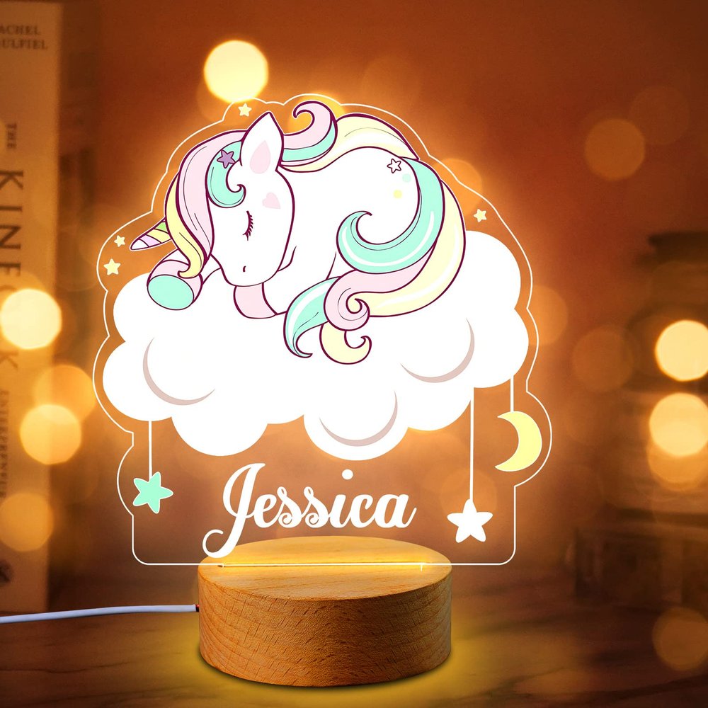 Smile lab Personalized Baby Gifts, Personalized Name Night Light Customize Animal Night Light for Kids Custom Bedroom Decor Baby Girl Boy Gifts