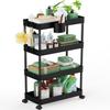 LEHOM Slim Rolling Storage Cart - 4 Tiers Bathroom Organizer Utility Cart Slide Out Storage Shelves Mobile Shelving Unit for Kitchen, Bedroom, Office, Laundry Room, Small Narrow Spaces7.1" W+Black view 1