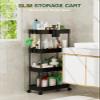 LEHOM Slim Rolling Storage Cart - 4 Tiers Bathroom Organizer Utility Cart Slide Out Storage Shelves Mobile Shelving Unit for Kitchen, Bedroom, Office, Laundry Room, Small Narrow Spaces7.1" W+Black view 2