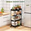 LEHOM Slim Rolling Storage Cart - 4 Tiers Bathroom Organizer Utility Cart Slide Out Storage Shelves Mobile Shelving Unit for Kitchen, Bedroom, Office, Laundry Room, Small Narrow Spaces7.1" W+Black view 4