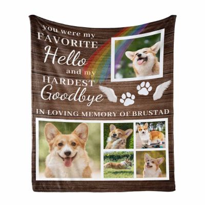 Custom Dog Memorial Blanket Personalized Pet Name Photo Collage Blanket with Love Message in Loving Memory Blanket of Dog Soft Throw 40"x50"